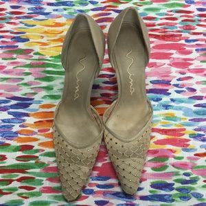 Nina Beige High Heels with Rhinestones